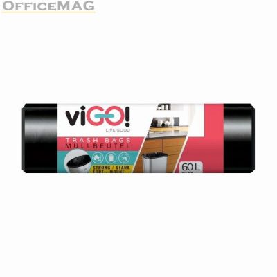 Торби за смет viGO! 60 L, 58х67 cm, 50 бр., Черен