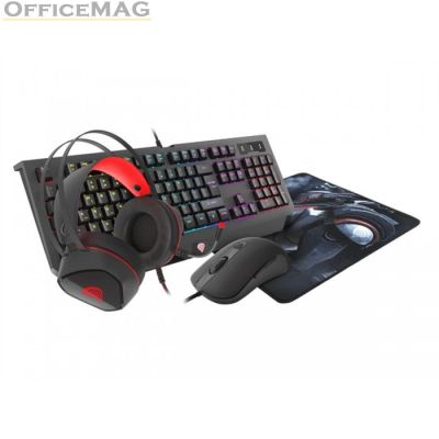 Комплект Genesis Gaming Combo Set 4In1 Cobalt 330 RGB Keyboard + Mouse + Headphones + Mousepad, US Layout